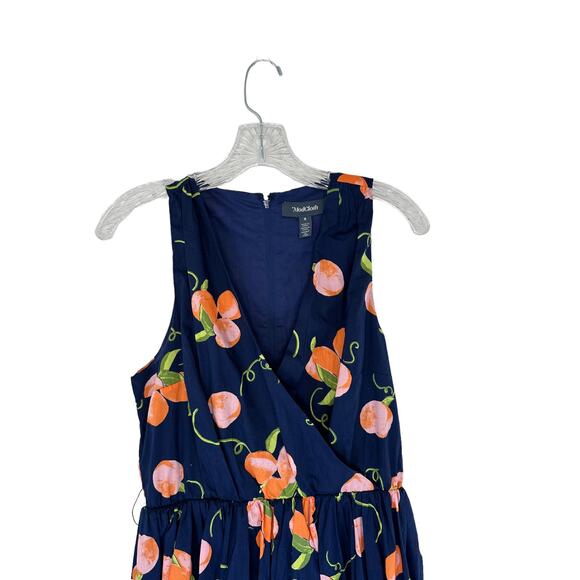 ModCloth Peach Print Instant Energy Faux-Wrap Dress Size 8 MISSING BELT - Picture 5 of 13